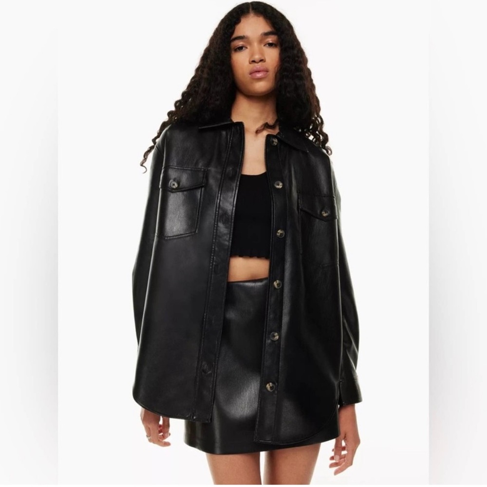 Wilfred The Ganna Shirt Faux Leather Black Shirt Jacket Size S